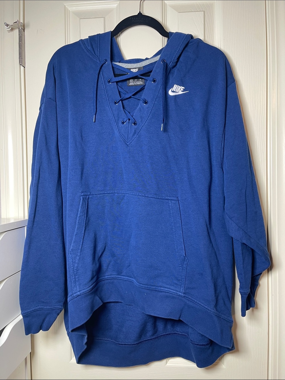 Women’s Royal Blue Lace-Up Crewneck Hoodie